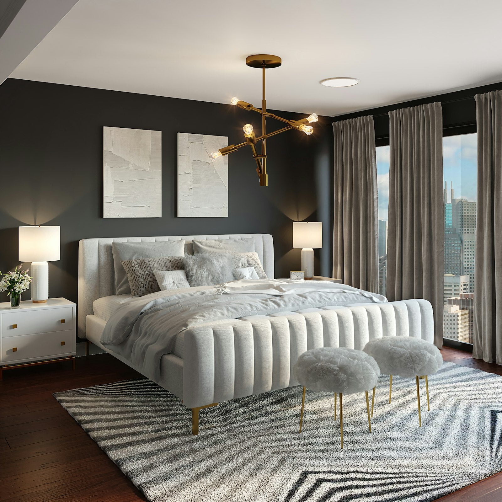 Habitación con ambiente aesthetic y luces cálidas